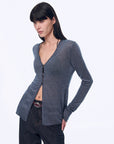 "Long Island Vacation" wool blend V - neck straight shoulder knitted cardigan spring - variant_title