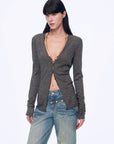 "Long Island Vacation" wool blend V - neck straight shoulder knitted cardigan spring - variant_title