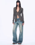 "Long Island Vacation" wool blend V - neck straight shoulder knitted cardigan spring - variant_title
