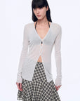"Long Island Vacation" wool blend V - neck straight shoulder knitted cardigan spring - variant_title