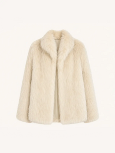 Long Nocturne apricot Saga fox fur coat front product view