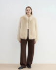 Long Nocturne apricot Saga fox fur coat full-length model view