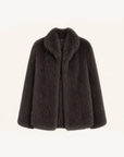 Long Nocturne black Saga fox fur coat front product view
