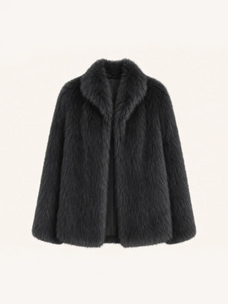 Long Nocturne reddish brown Saga fox fur coat front product view