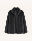 Long Nocturne reddish brown Saga fox fur coat front product view