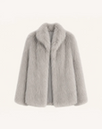 Long Nocturne frost gray Saga fox fur coat front product view