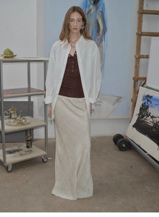 Loose casual standing straight silhouette deconstructed waist shirt “Moonlight Vermilion” - variant_title