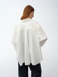 Loose casual standing straight silhouette deconstructed waist shirt “Moonlight Vermilion” - variant_title