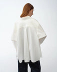 Loose casual standing straight silhouette deconstructed waist shirt “Moonlight Vermilion” - variant_title