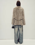 Loose - fitting two - tone gradient - dyed long woven Rex rabbit fur coat "Artistic Weaving" - variant_title
