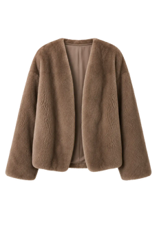Fireladyfur Louvre Pastel Natural mink V-neck jacket front cutout