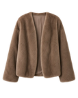 Fireladyfur Louvre Pastel Natural mink V-neck jacket front cutout