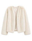 Fireladyfur Louvre Pearl Natural mink V-neck jacket front cutout