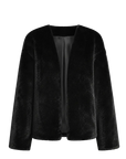 Fireladyfur Louvre Blackglama Legend Black mink V-neck jacket front cutout