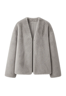 Louvre II Sapphire mink short coat, transparent front product view