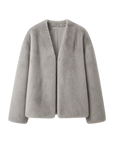 Louvre II Sapphire mink short coat, transparent front product view