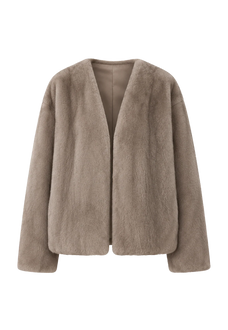 Louvre II Silverblue mink short coat, transparent front product view