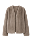 Louvre II Silverblue mink short coat, transparent front product view