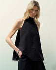 Luxury mulberry silk wrinkle - resistant small high collar A - line sleeveless top vest for women - variant_title