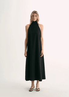 Luxury mulberry silk wrinkle - resistant small high collar A - line summer beach Dresses for women - variant_title