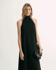 Luxury mulberry silk wrinkle - resistant small high collar A - line summer beach Dresses for women - variant_title
