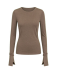 Lyocell wool stretch long sleeve T-shirt coffee product cutout