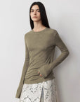 Lyocell wool stretch comfortable breathable fit minimalist solid color long - sleeved T-shirt - variant_title