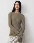 Lyocell wool stretch comfortable breathable fit minimalist solid color long - sleeved T-shirt - variant_title