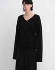Machine washable Tencel wool V - neck two - wear elastic hem T-shirt bottoming shirt - variant_title