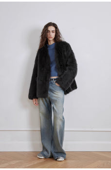 "Magic Dream" Retro Modern Washed Chicken Claw Wrinkled Jeans Women's Spacious Straight Wide Leg Pants - variant_title