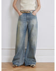 "Magic Dream" Retro Modern Washed Chicken Claw Wrinkled Jeans Women's Spacious Straight Wide Leg Pants - variant_title