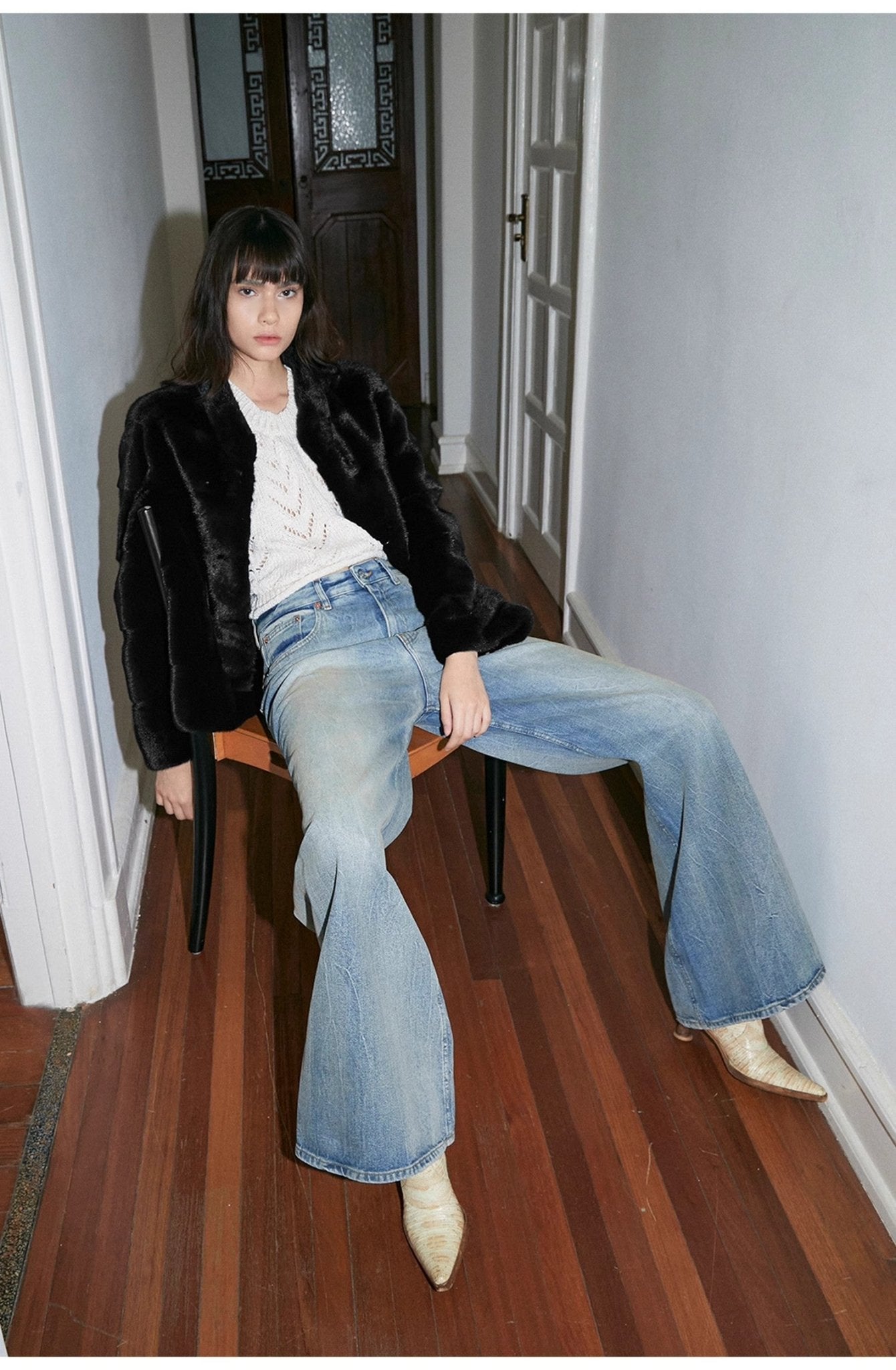 "Magic Dream" Retro Modern Washed Chicken Claw Wrinkled Jeans Women's Spacious Straight Wide Leg Pants - variant_title