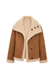 Makino Yuri long reversible faux leather shearling coat product image 01
