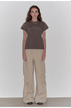 "May Time" luxury brand same version 3D long - staple cotton slightly waist rivet T-shirt - variant_title