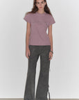"May Time" luxury brand same version 3D long - staple cotton slightly waist rivet T-shirt - variant_title
