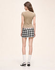 Memory Navigation khaki faux two-piece T-shirt on Rosina back view