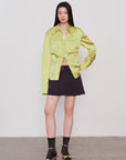 "Mercerized Spring Shadow" Acetate Shirt Women's Hollow String Pleated Slimming Long Sleeve Shirt - variant_title