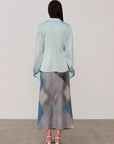 "Mercerized Spring Shadow" Acetate Shirt Women's Hollow String Pleated Slimming Long Sleeve Shirt - variant_title