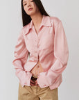 "Mercerized Spring Shadow" Acetate Shirt Women's Hollow String Pleated Slimming Long Sleeve Shirt - variant_title