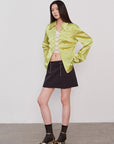 "Mercerized Spring Shadow" Acetate Shirt Women's Hollow String Pleated Slimming Long Sleeve Shirt - variant_title