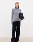 Merino wool blended double pleated wide - leg pants for women, versatile, drapey and comfortable casual trousers - variant_title