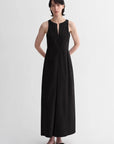 Micro - cocoon - shaped I - shaped pleated V - neck commuting slim - fitting split vest dress for women - variant_title