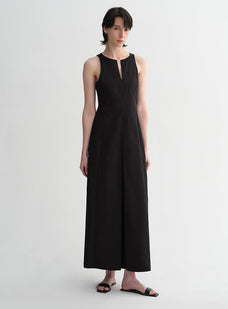 Micro - cocoon - shaped I - shaped pleated V - neck commuting slim - fitting split vest dress for women - variant_title