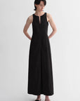 Micro - cocoon - shaped I - shaped pleated V - neck commuting slim - fitting split vest dress for women - variant_title