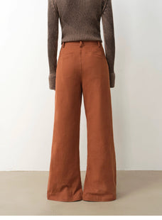 "Mid - Autumn Afternoon" Haute couture retro versatile straight - leg slightly flared wide - leg casual pants - variant_title