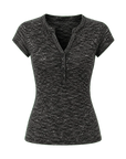 Minimalist Light Gap black sequined Henley T-shirt product cutout