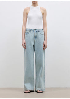 "Mint Flavor" High Waist Wide Leg Loose Washed Jeans Women - variant_title