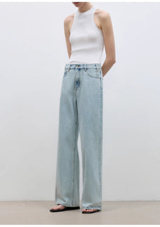 "Mint Flavor" High Waist Wide Leg Loose Washed Jeans Women - variant_title