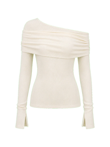 Modern Tricks layered one-shoulder knitted top off-white product cutout