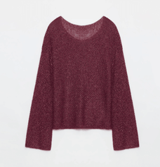 Mohair Sequin Knit Blended Hollow oversized sweater Loose O - Neck Top Long Sleeve,"Sparkling Spring" - variant_title